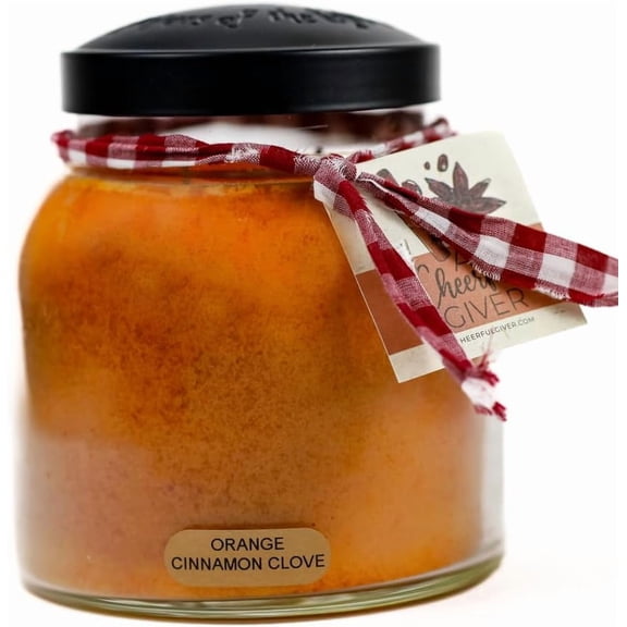 Orange Cinnamon Clove - 34oz Papa Scented Candle Jar with Lid - Keepers of the Light - 155 Hours of Burn Time, Gift for Women, Orange