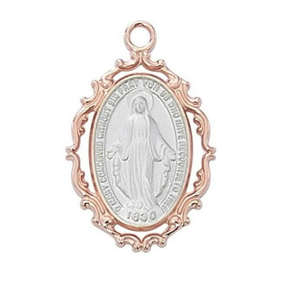McVan 1 x 0.65 x 0.6 in. Rose-Gold Over Sterling Silver Miraculous Medal with Chain