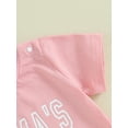 thumbnail image 6 of Bagilaanoe 2pcs Toddler Baby Girl Shorts Set Short Sleeve Letter Print T Shirt Tops + Shorts 6M 12M 18M 24M 3T 4T Kids Casual Summer Clothes, 6 of 8