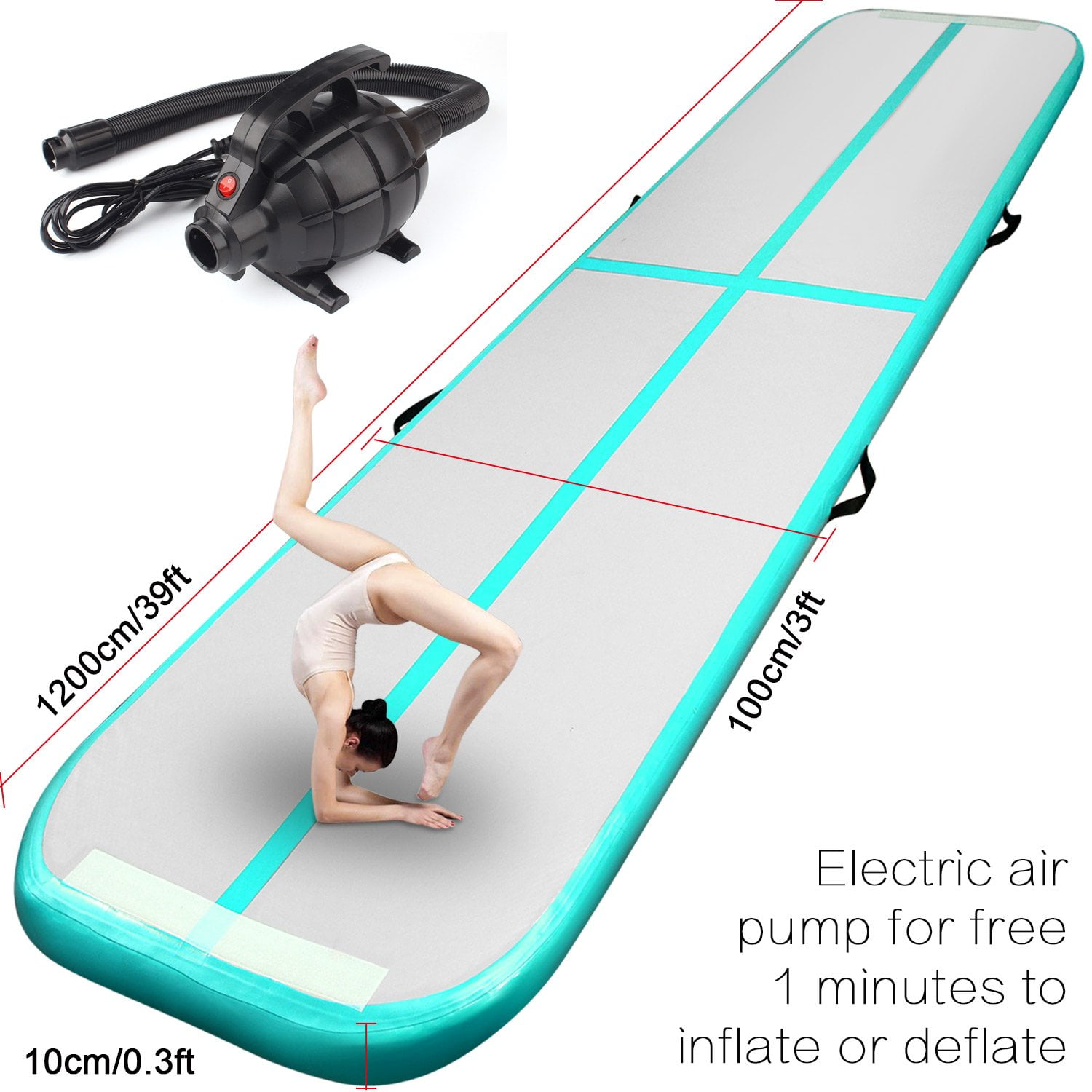 3/4/5m Inflatable Air Track Tumbling Gymnastic Mats Floor Tumble Training W/Pump 