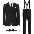 thumbnail image 2 of Ensemble de Complet Formel pour Garçons, avec Bretelles, Doubles Fentes, Taille Ajustable, Noir, 20T, 2 of 6