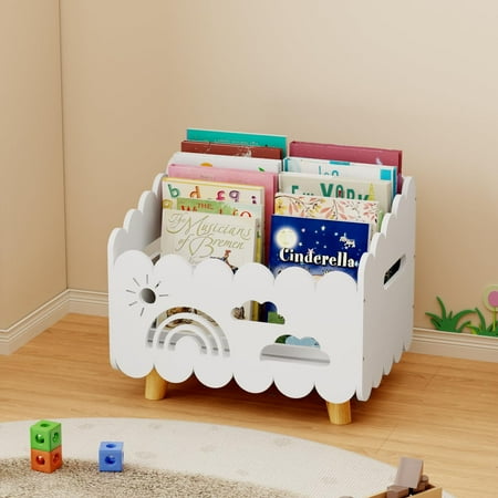 Wood Kids Bookshelf Montessori Bookshelf With 2 Adjustable Dividers Suitable Kids Rooms Nursery & Classroom Kids Bookshelf And Toy Storage Toddler Book Rack Nursery Book Shelves Kids Bookcase