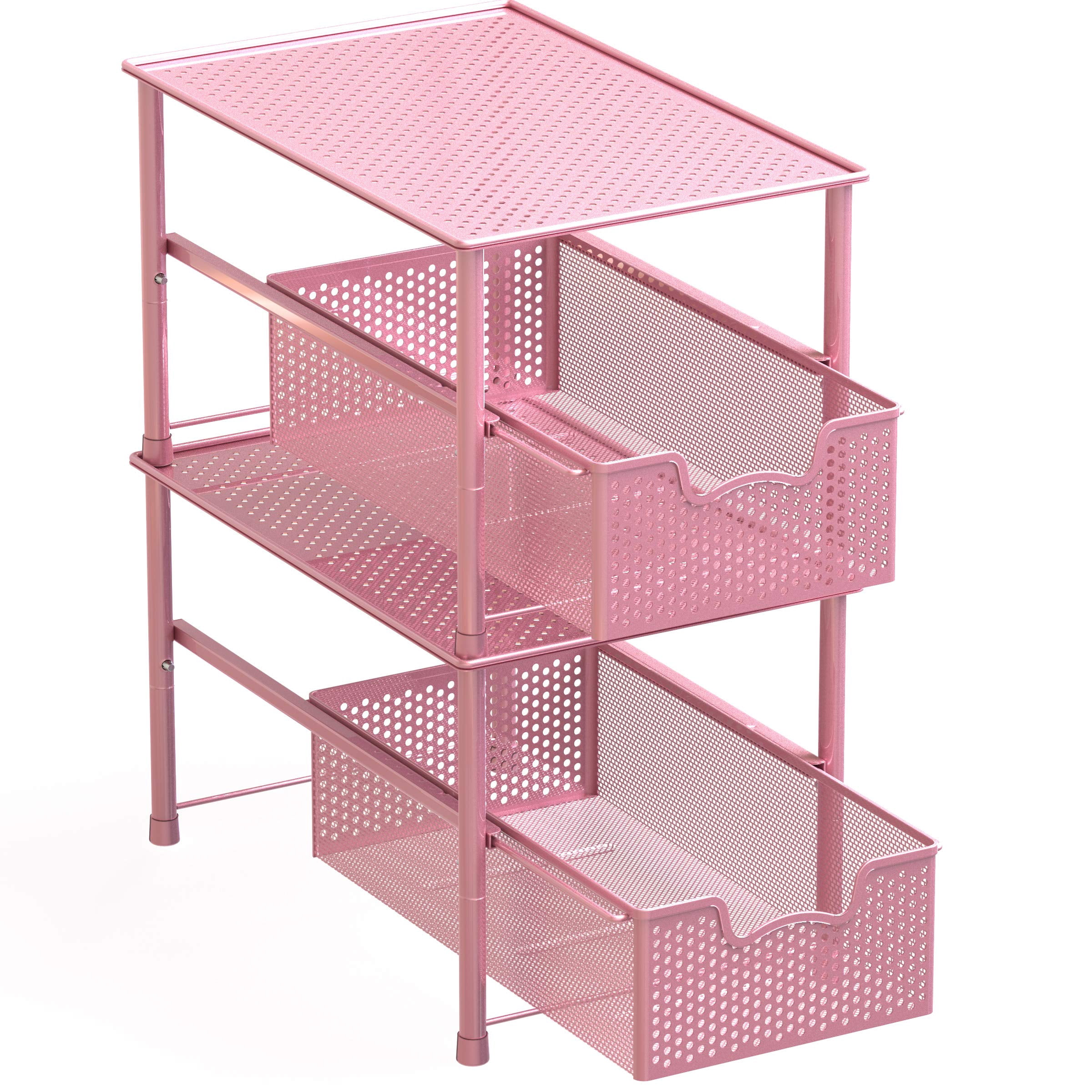 Stackable Under Sink Cabinet Organizer Drawer Sliding Basket Storage White Durable Space Saver