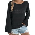 thumbnail image 2 of Sweaters for Women 2025 Lightweight Casual Long Sleeve Loose Crochet Hollow Out Knit Jumper Womens Pullover Sweaters, 2 of 7