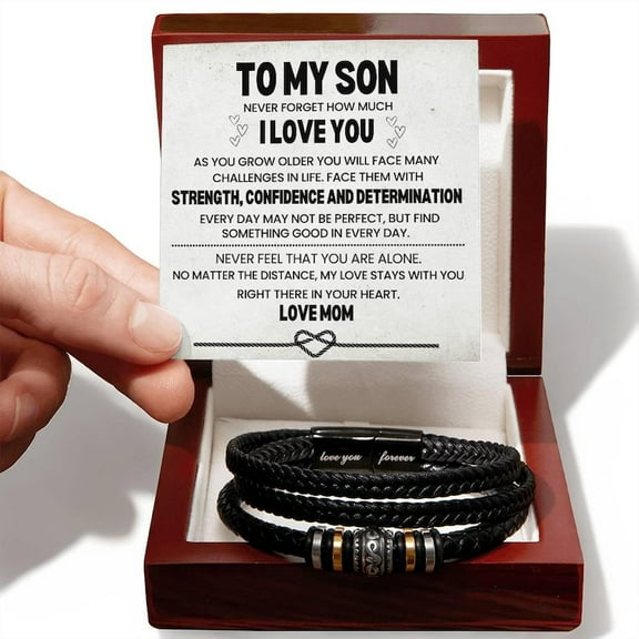 To My Son Bracelet, Son Jewelry Gift, Meaningful Son Gift, Special Gift for Son, Graduation Gift for Son, Beads Bracelet for Son, Birthday Gift Men with Message Card and LED Box
