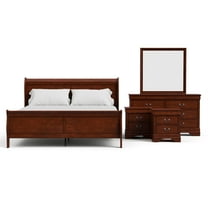 Furniture of America Arabella Wood 5-Piece King Bedroom Set in Cherry