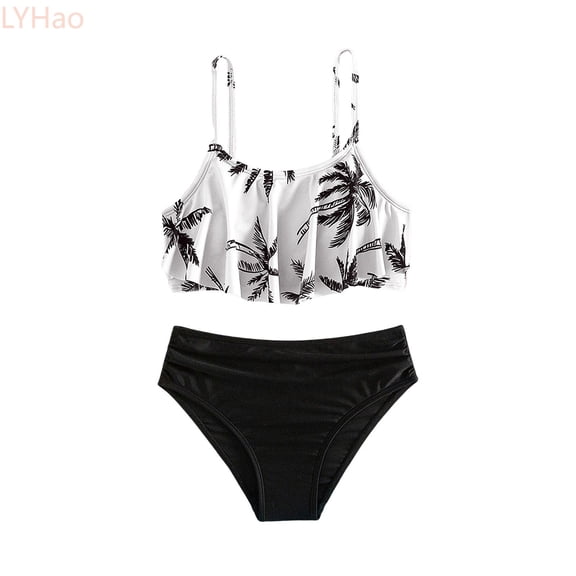 LYHao Kids Girls Bikini Swimsuits 2 Piece Bikini Sets Sport Bathing Suits,2 Piece Bikini Swimsuit 9-10 Years Black