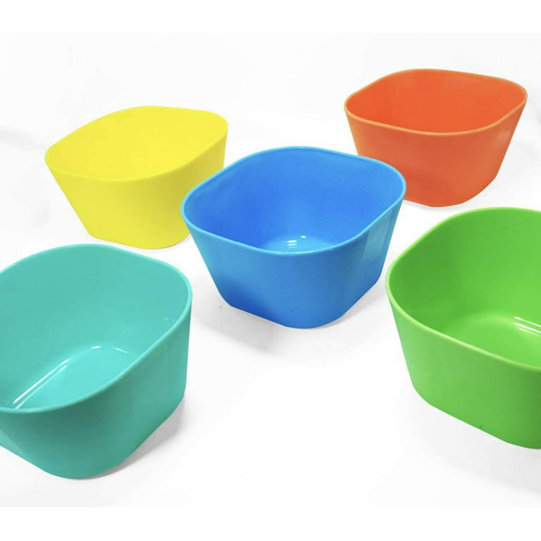 Klickpick Home 6 inch Plastic Bowls Set of 8-28 Ounce Large Plastic Cereal Bowls Microwave Dishwasher Safe Soup Bowls - BPA Free Bowls 4 Bright