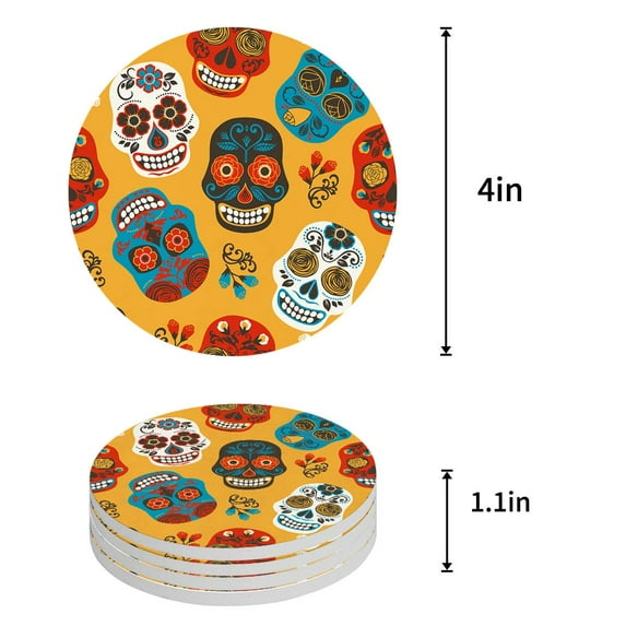 FMSHPON Home of the Free Because of the Brave Set of 6 Round Coaster for Drinks, Absorbent Ceramic Stone Coasters Cup Mat with Cork Base for Home Kitchen Room Coffee Table Bar Decor