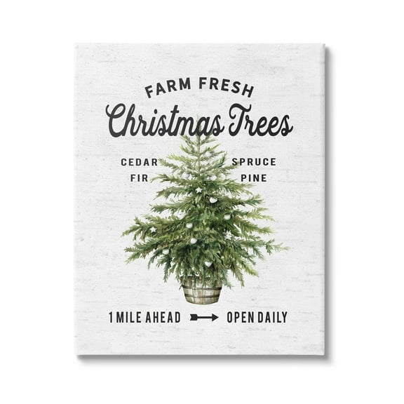 Farm Fresh Fir & Pine Christmas Advertisement Sign Botanical & Floral Graphic Art Gallery-Wrapped Canvas Print Wall Art