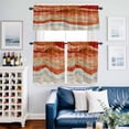 thumbnail image 2 of Burnt Orange Coastal Kitchen Curtains Sets for Windows 36 Inch Length, Summer Beach Nautical Abstract Art Rod Pocket Window Treatments Tier Curtains and Valances Set for Bedroom/Bathroom, 2 of 8