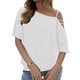 thumbnail image 2 of Camiseta Con Hombros Descubiertos, Blusa De Manga Corta Lavable De Rayón Amigable Con La Piel, Elegante Y Refrescante Para La Vida Diaria Para Mujeres ANGGREK Otros, 2 of 6