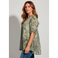 thumbnail image 2 of Roaman's Women's Plus Size Tara Pleated Shirt – Adjustable 3/4 Sleeve Swing Tunic With Notch Collar, 2 of 6