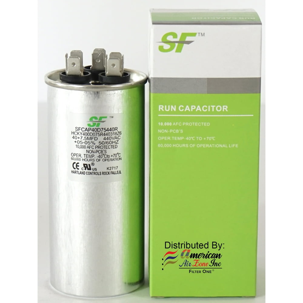 TRANE SF Dual Run Capacitor 40 + 7.5 MFD µF (MicroFarad) 370/440