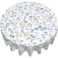 thumbnail image 6 of Blue Yellow Floral Leaf Round Tablecloth 60 Inch Summer Spring Wildflower Table Clothes Watercolor Flowers Tablecloths Washable Circle Table Cover for Picnic Dining Room Home Outdoor Decor, 6 of 6