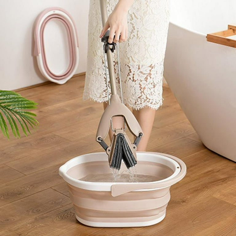 Portable Folding Car Wash Bucket Bucket Household Mop Bucket Rectangular Thickened Portable Plastic Bucket Water Storage Bucket Khaki