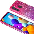 thumbnail image 4 of Compatible for Samsung Galaxy A21 Case with Tempered Glass Screen Protector SOGA Diamond Liquid Quicksand Cover Cute Girl Women Phone Case - Pink / Purple, 4 of 5