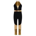 thumbnail image 3 of Aislor Kids Girls Metallic Shiny Gymnastic Unitards Rompers One-piece Bodysuit for Dance Training Gold 10, 3 of 6