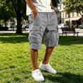 thumbnail image 2 of CONZONE Men's Baggy Cargo Shorts Wide Leg Shorts for Men Trendy Elastic Waist Solid Soft Casual Joggers Shorts With Pockets, 2 of 7