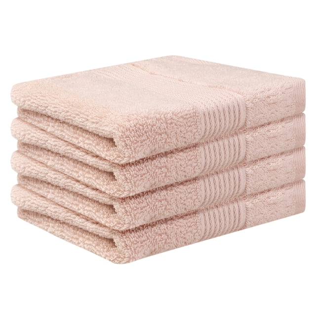 REGALWOVEN Toallas de cara de algodón a rayas, toallas absorbentes y ligeras para ba?o, hotel, spa 13' x 13' Rosa 4 Pack