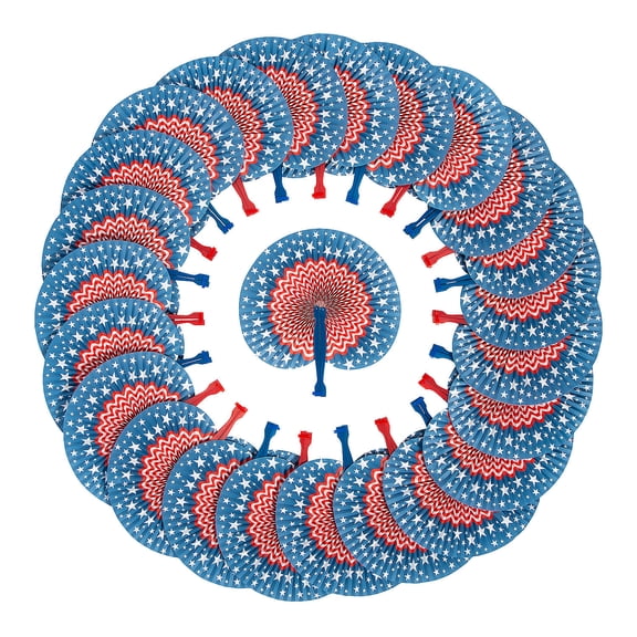 Stars & Stripes Folding Hand Fans Bulk 120 Pc