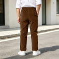 thumbnail image 5 of CYRBOKO Corduroy Pants for Boys, Elastic Waist Relaxed Fit Comfy Casual School Uniform Pants Coffee Size 13-14 T, 5 of 7