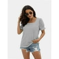 thumbnail image 5 of Women Summer Square Neck Ruffled Tops Short Sleeve Blouse Casual T-Shirt Top, 5 of 5