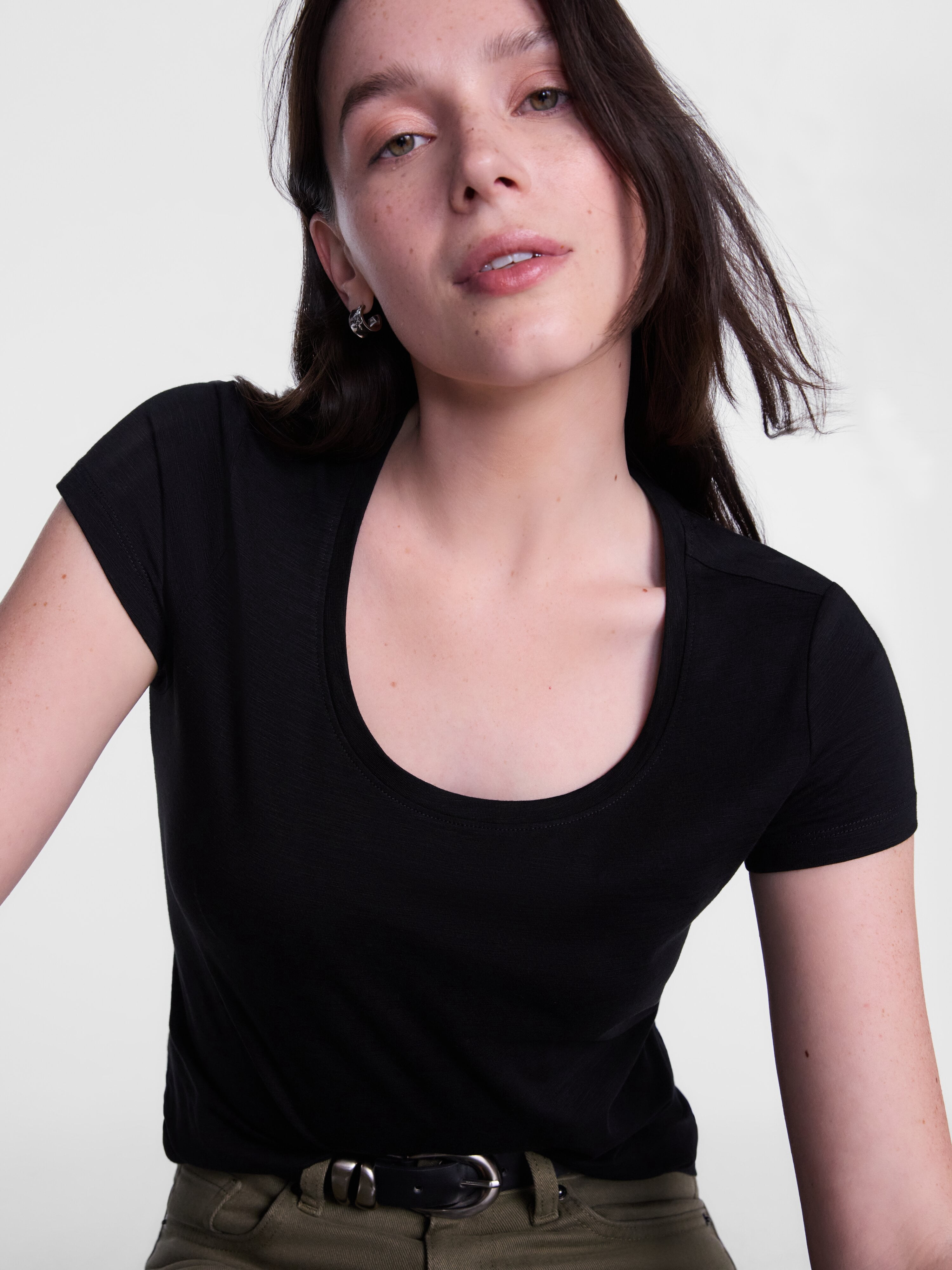 Scenario Women's Scoop Neck Tee with Cap Sleeves, Sizes XS-XXXL