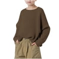 thumbnail image 6 of UQJfacai Girls Oversized Crewneck Sweaters Kids Fall Winter Long Sleeve Slouchy Chunky Knit Cute Pullover Jumper Tops 5-15 Years, 6 of 9