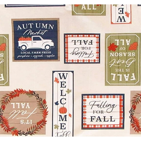 Fall is The Best Season of All - Signs of Autumn Vinyl Flannel Back Tablecloth (52" x 52" Square)