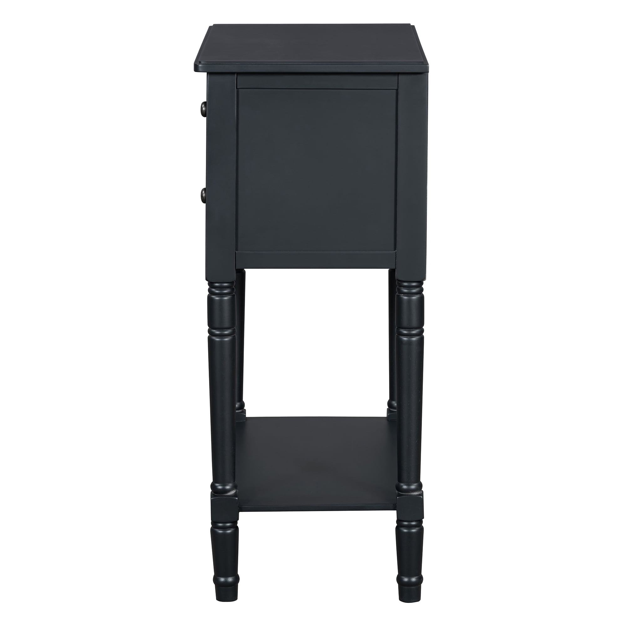 Euroco 23.7" Farmhouse Console Table with 3 Drawers, Narrow Sofa Table, Wood Entryway Table with Bottom Shelf for Living Room, Foyer,Black