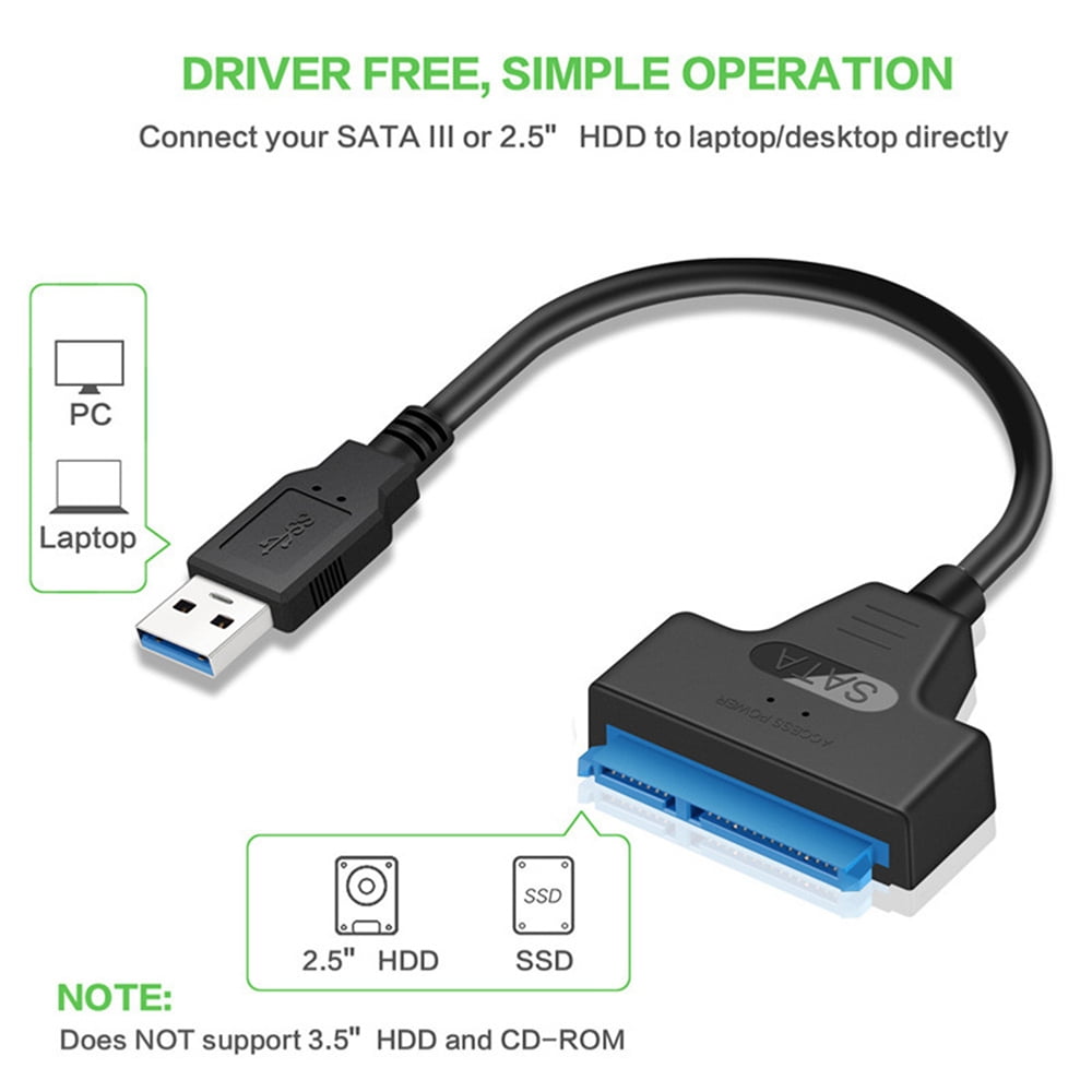 USB 2.0 to Adapter Converter 22Pin Drive Free 2.5" SATA HDD SSD for Walmart.com