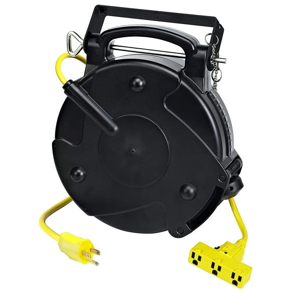 40 Ft 12/3 Retractable Extension Cord Reel, Circuit Breaker