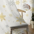 thumbnail image 5 of Christmas Semi Sheer Curtains 84 Inch Length 2 Panels Set, Yellow Grey Winter Snowflake Rustic Sheer Kitchen Curtain Privacy Voile Window Curtain for Living Room Bedroom Rod Pocket Drapes, 5 of 7