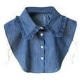 thumbnail image 2 of Blue Women's Detachable Collar, Women Stripe Button Blouse False Collar Clothes Shirt Detachable Collars,Women's Accessories Detachable Collar, 2 of 4