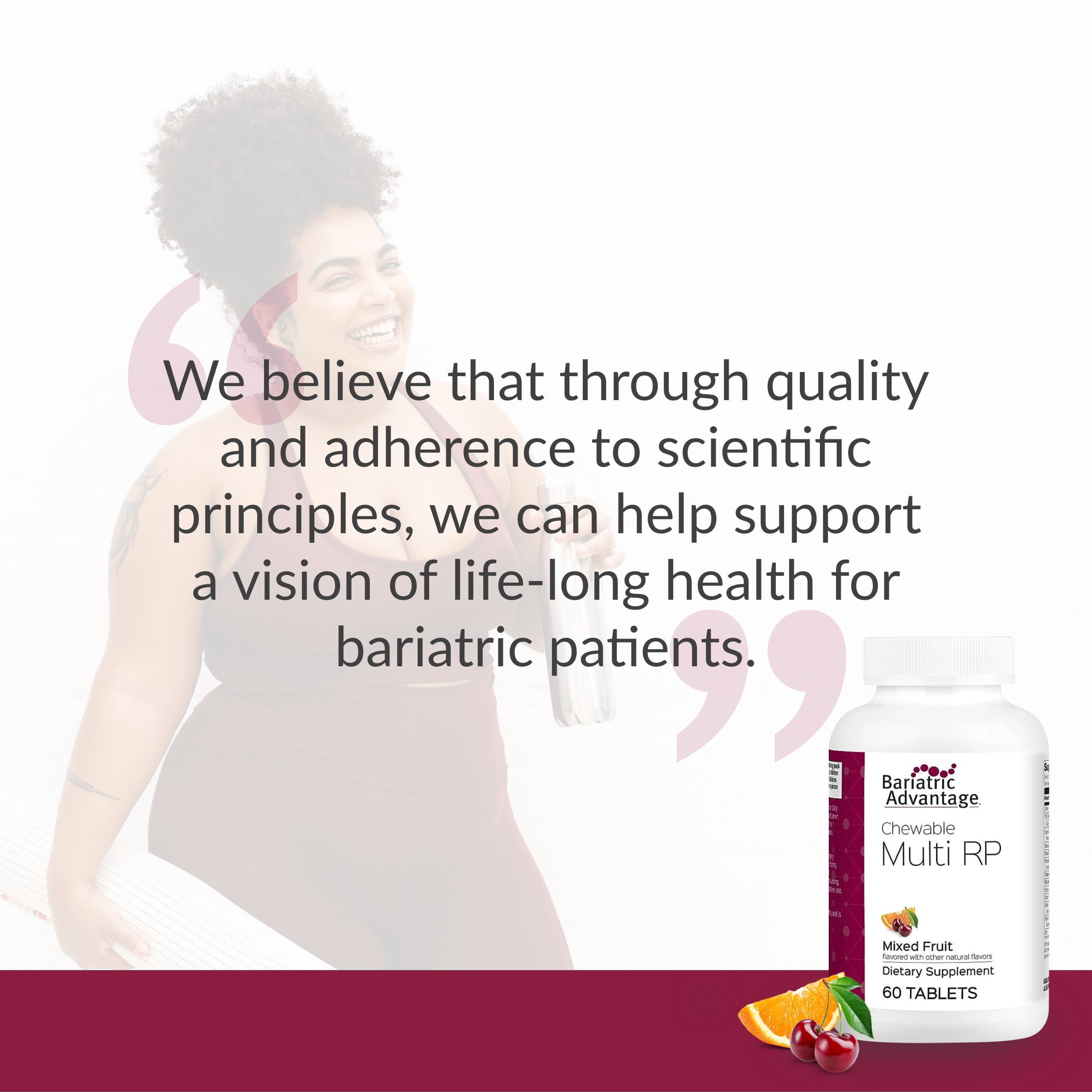 Bariatric Advantage Chewable RP Multivitamin - For Bariatric Surgery Patients - With Iron, Copper, Vitamin C, A, Zinc & More - 100% DV of 18 Nutrients - 60 Count - Mixed Fruit