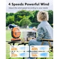 thumbnail image 3 of Portable Camping Tent Fan 24000mAh Rechargeable Battery Operated Desk Fan with LED Lantern and Remote Orange, 3 of 5
