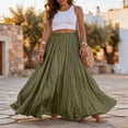 thumbnail image 5 of Women Cotton Linen Blend Elastic High Waist Boho Flowy Maxi Skirt Beach Vacation Wear M, 5 of 5