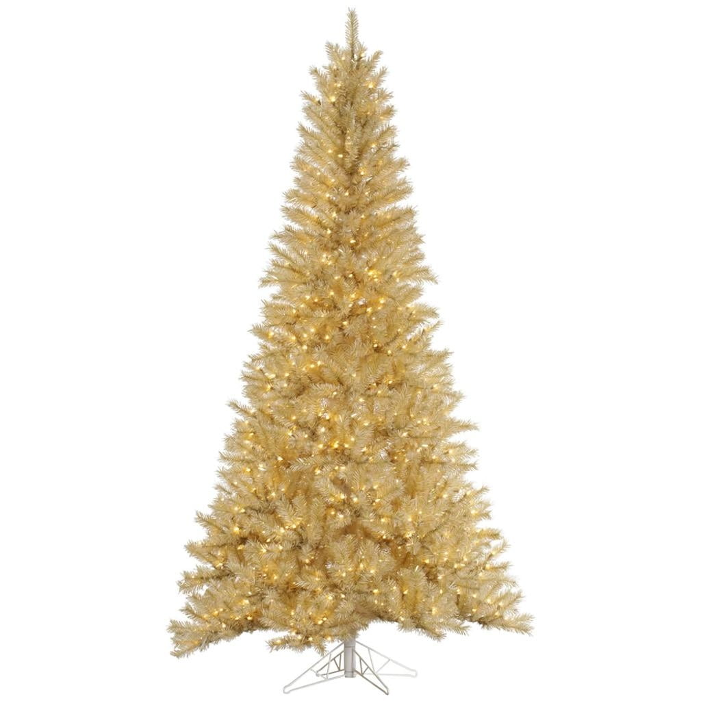 Vickerman 330838 9' x 57" White / Gold Tinsel Tree 1000 Warm White