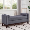 thumbnail image 4 of S-HOME Large Upholstered Boucle Fabric Ottoman with Pillows, Window Bench for Living Room, Home Entryway Seating, Dark Gray, 4 of 7