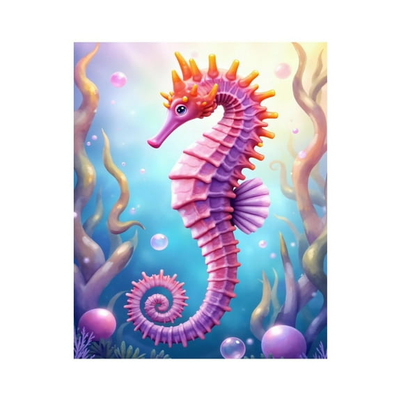 Paint By Numbers Kit for Adults Beginner - DIY Seahorse Ocean Fantasy Art Bubbles Canvas Painting Kits for Adults, Frameless Paint By Number for Adults for Home Wall Decor 16x20 Inch