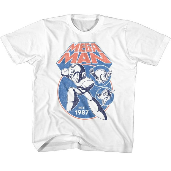 Mega Man Circles White Youth T-Shirt