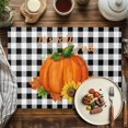 thumbnail image 4 of Thanksgiving Pumpkin Sunflower Placemats Set of 2 It's Fall Y'all Black Plaid Heat Insulated Linen Place Mats, Washable Stain-Proof Table Mats for Dining Tables Holiday Decor 13x19inch, 4 of 9