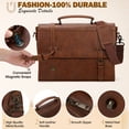 thumbnail image 4 of RAINSMORE Mens Messenger Bag 17 Inch Waterproof Vintage Leather Laptop Briefcase Satchel Bag Computer Shoulder Bag Large Laptop Bag for Office Business Travel College,Browm, 4 of 9