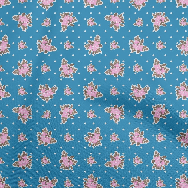 oneOone Rayon Teal Blue Fabric Floral Sewing Craft Projects Fabric Prints By Yard 56 Inch Wide