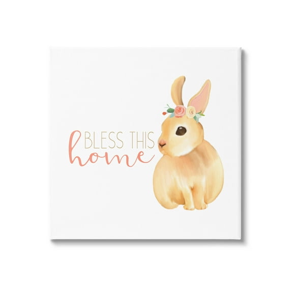Stupell Industries Bless This Home Bunny Graphic Art Gallery Wrapped Canvas Print Wall Art, Design by Kim Allen