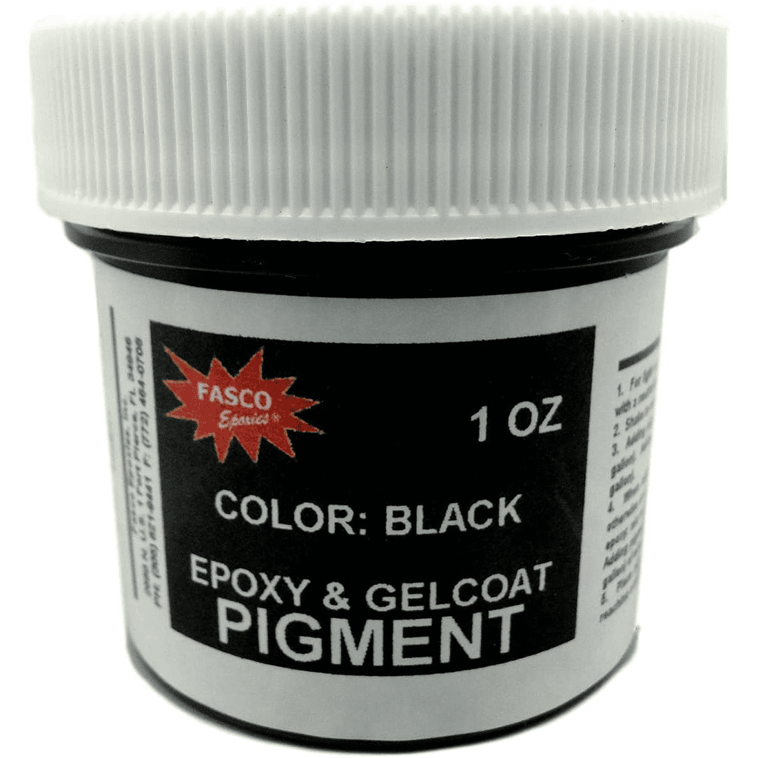 Black Pigment for Epoxy Resin, Gelcoat, Paint - 1 oz