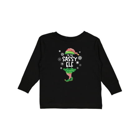 

Inktastic Funny Christmas I m the Sassy Elf with Shoes and Hat Gift Toddler Boy or Toddler Girl Long Sleeve T-Shirt