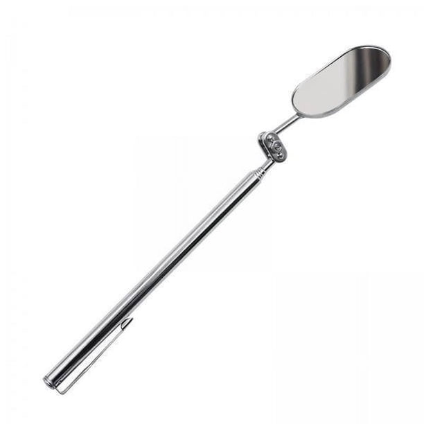 2x Espejo de Inspección Telescópico Espejo Mecánico Giratorio de 360 Grados Se Extiende hasta 24 Pulgadas Metal Multiusos Ajustable Flexible , plata, 2 piezas