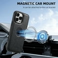 thumbnail image 3 of Magnetic for iPhone 15 Pro Max PU Leather Case, [Compatible with Mag-Safe & Support Magnetic Car Mount] Protective Slim Phone Cover for iPhone 15 Pro Max Logo Hollow Design Case, Black, 3 of 8